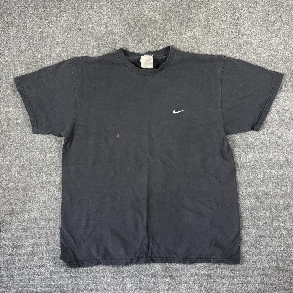 Vintage 90s Nike Faded Black Embroidered Swoosh Logo T Shirt Mens Large Mexico